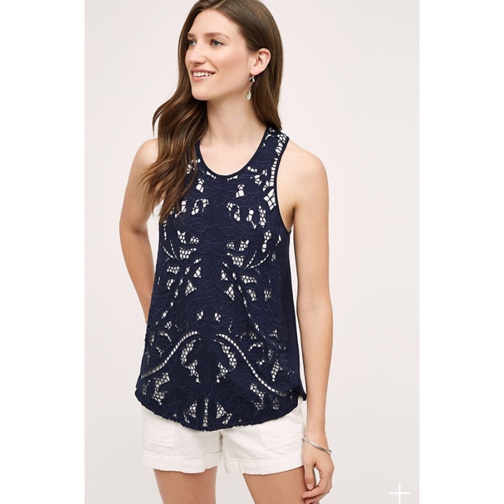 Anthropologie Akemi + Kin Filigree Blue Lace Tank